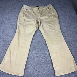 Judy Blue Jeans Women's 22W Garment Dyed Plus Size Khaki Tan Wide Leg Stretch